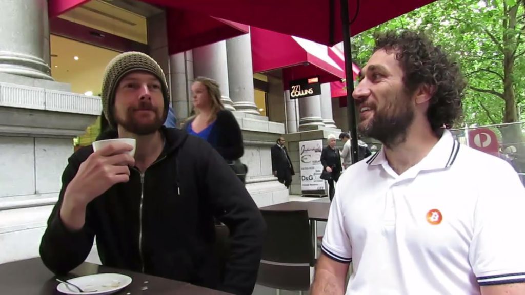 Skeptic John le Bon and his buddy Lucas enjoy a coffee in Melbourne.
